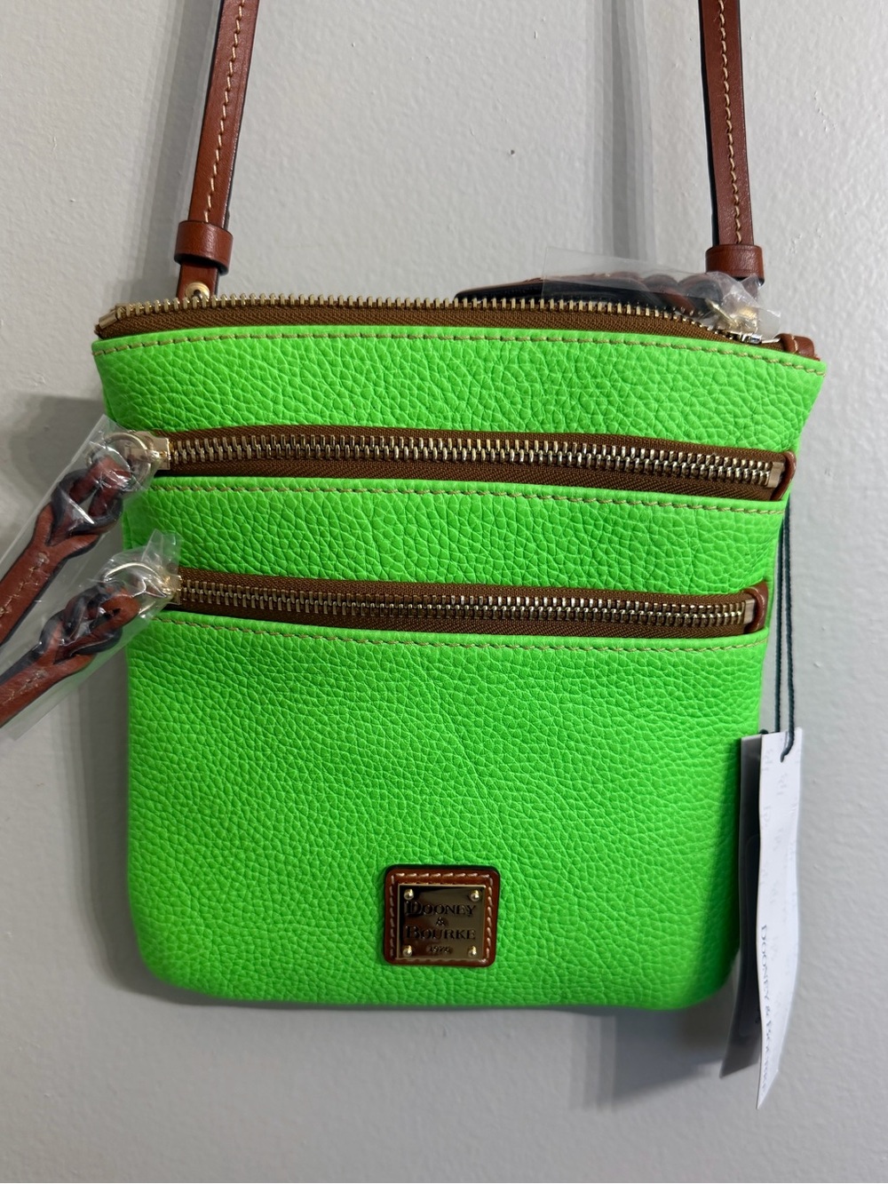 Dooney & Bourke Neon Green Leather Crossbody Bag